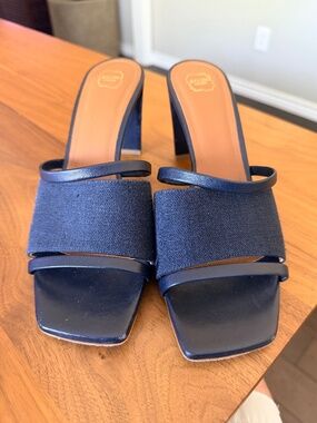 Malone Souliers Slide Sandal 39.5 (9US) Denim Blue Made in Italy $750.00